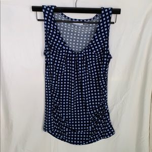 Navy and Light Blue Patterned Tank with Rouching